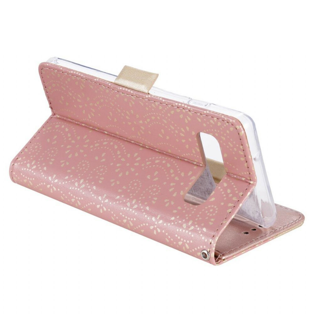 Folio-hoesje voor Samsung Galaxy S10 Met Ketting Portemonnee Met Veterband