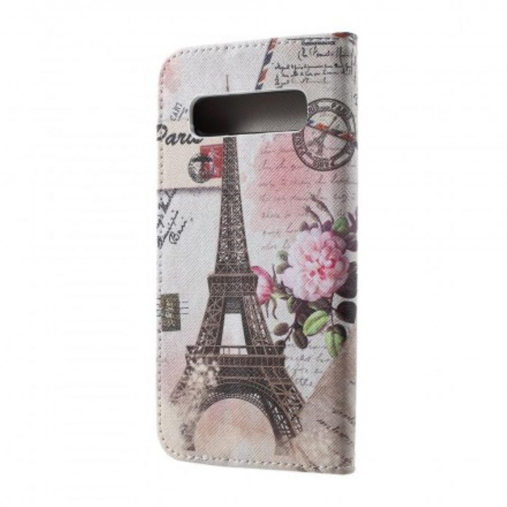 Folio-hoesje voor Samsung Galaxy S10 Retro Eiffeltoren