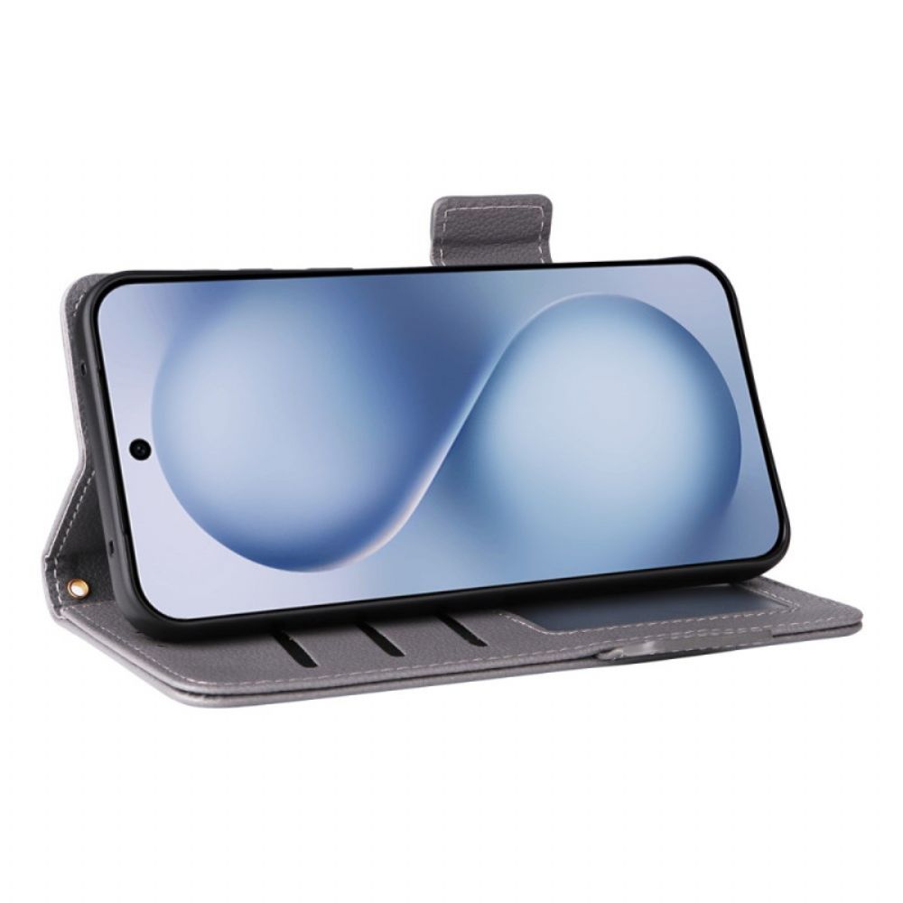 Bescherming Hoesje Vivo X200 Fe Imitatieleer Met Bandje