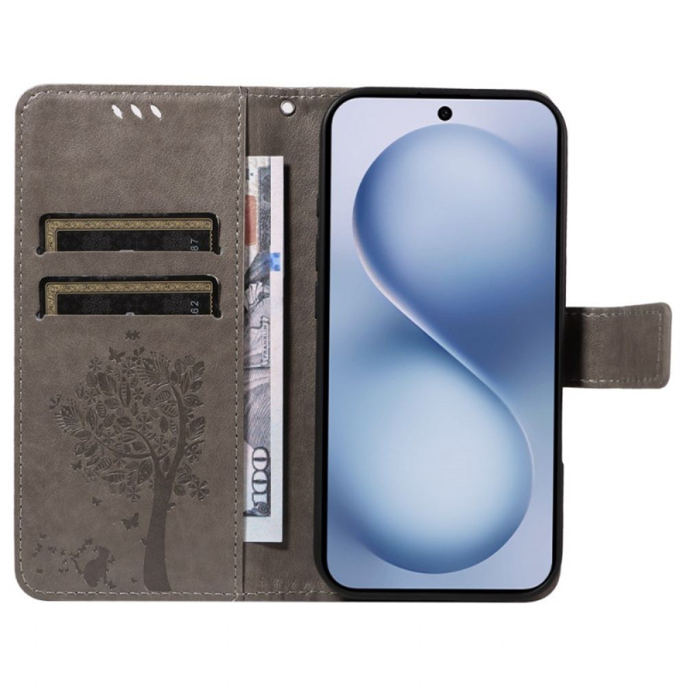 Leren Hoesje Vivo X200 Fe Kat En Boom Bescherming Hoesje