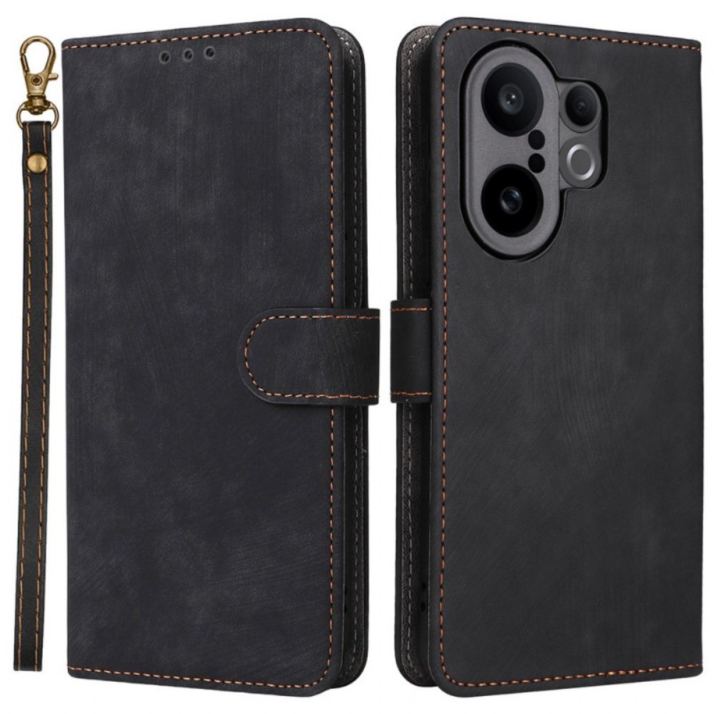 Leren Hoesje Vivo X200 Fe Suède-effect Bandje Bescherming Hoesje