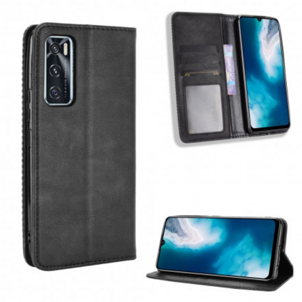 Bescherming Hoesje voor Vivo Y70 Folio-hoesje Vintage Gestileerd Leereffect