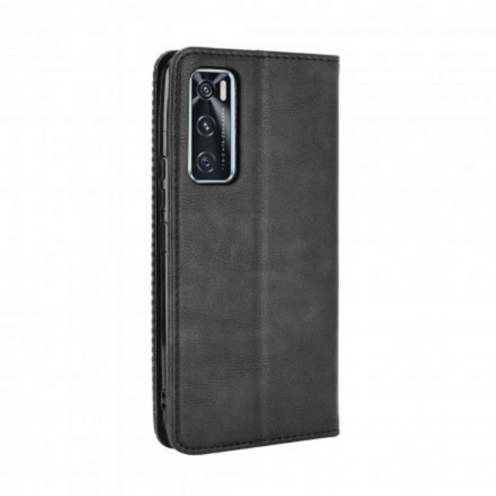 Bescherming Hoesje voor Vivo Y70 Folio-hoesje Vintage Gestileerd Leereffect
