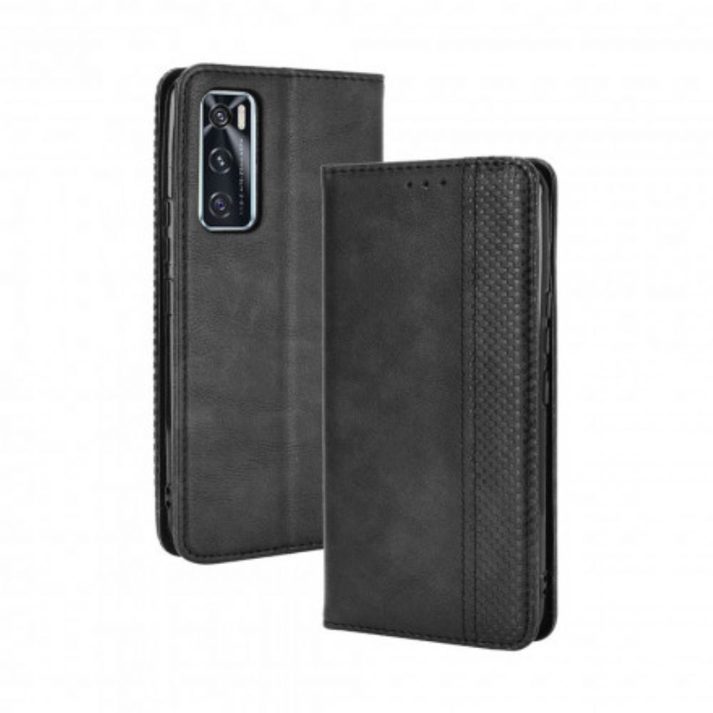 Bescherming Hoesje voor Vivo Y70 Folio-hoesje Vintage Gestileerd Leereffect