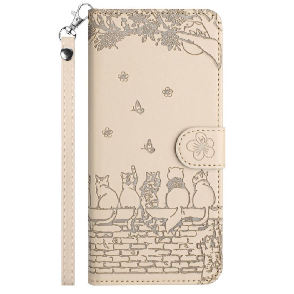 Folio-hoesje Samsung Galaxy A15 5g Telefoonhoesje Band Van Stringkatten