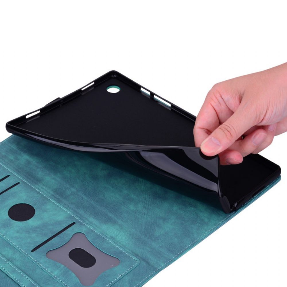 Flip Case Leren Samsung Galaxy Tab S11 Ultra Kattenscène Met Suède-effect