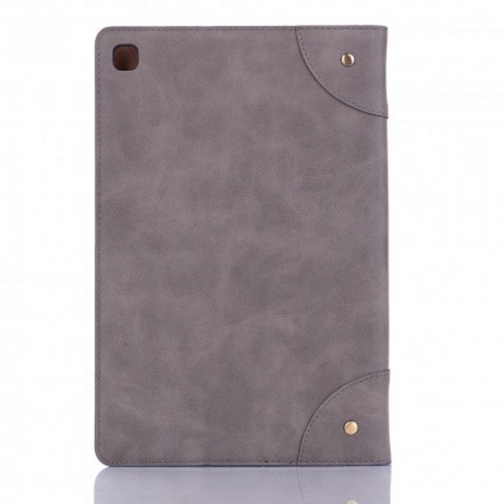 Case voor Samsung Galaxy Tab A7 Vintage Kunstleer Klinknagels