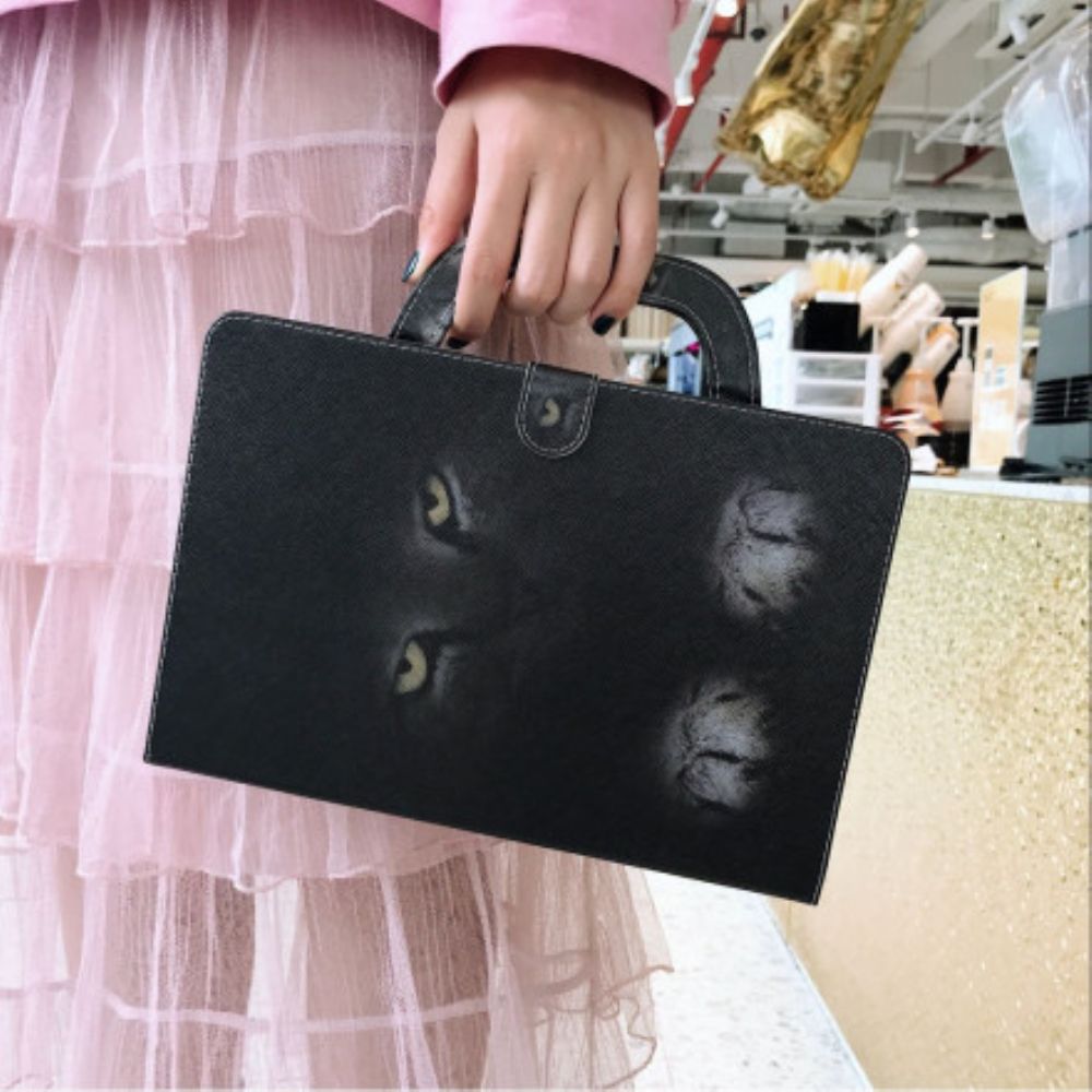 Leren Hoesje voor Samsung Galaxy Tab A7 Kattenogen Met Handvat