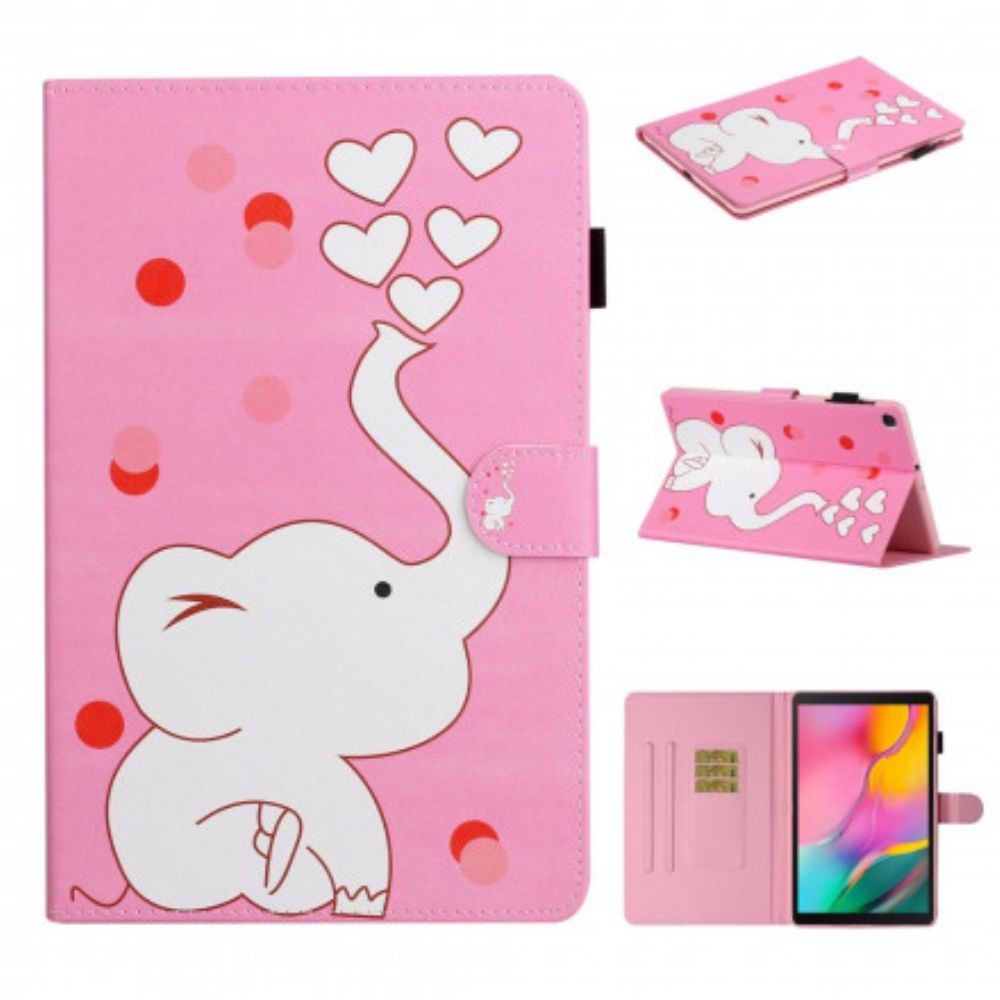 Leren Hoesje voor Samsung Galaxy Tab A7 Verliefde Olifant