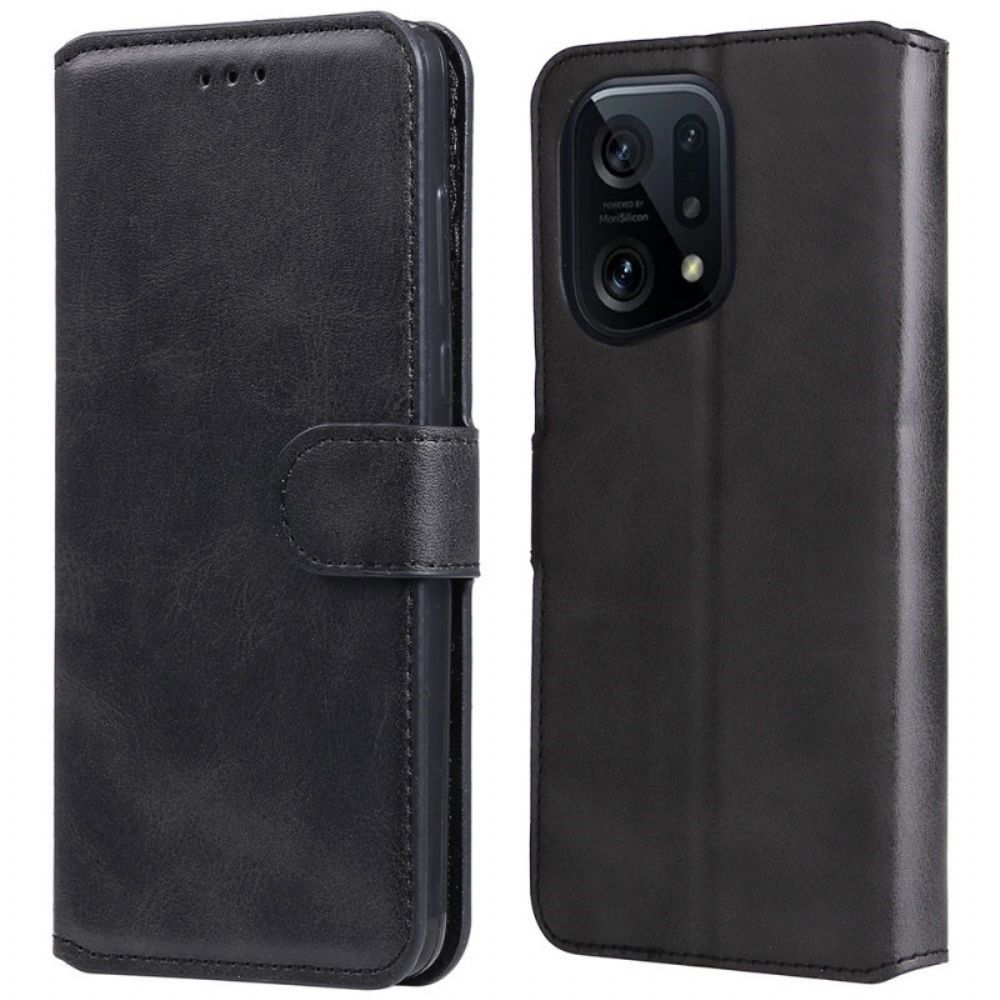 Flip Case voor Oppo Find X5 Leerstijl
