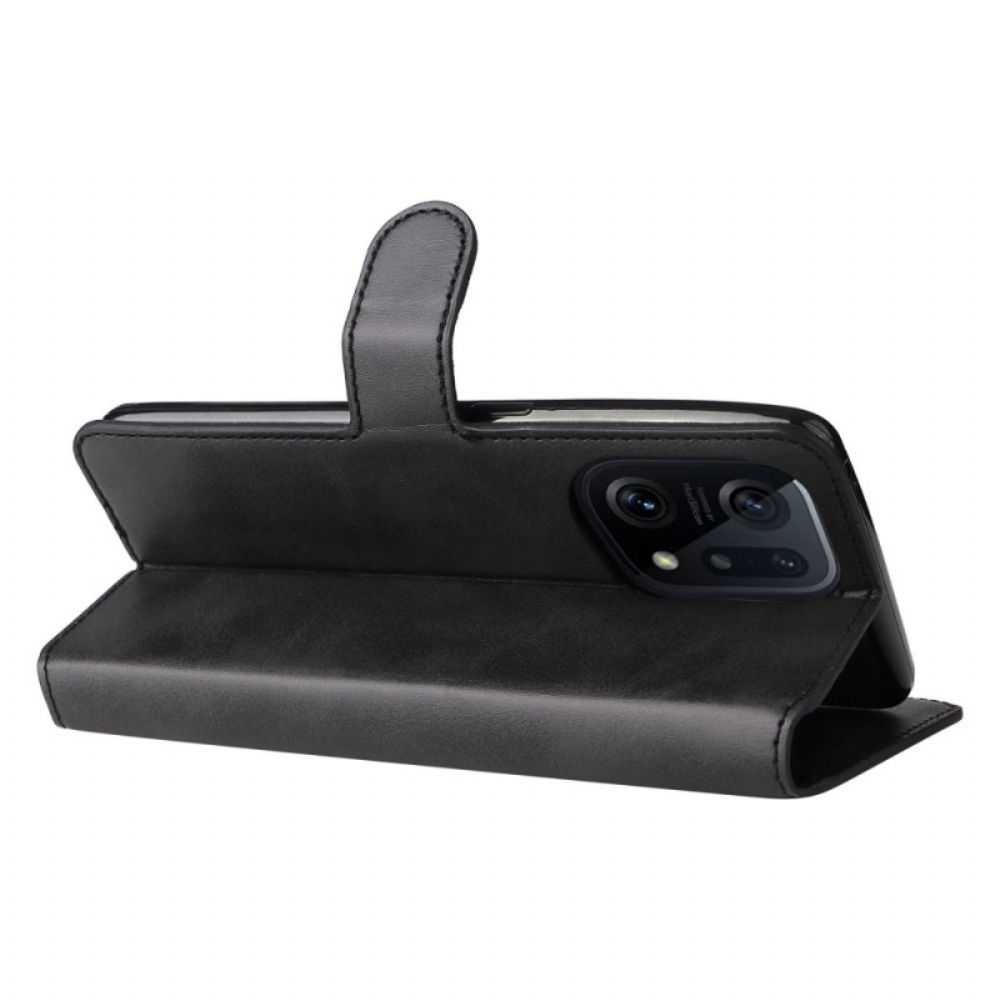 Flip Case voor Oppo Find X5 Leerstijl