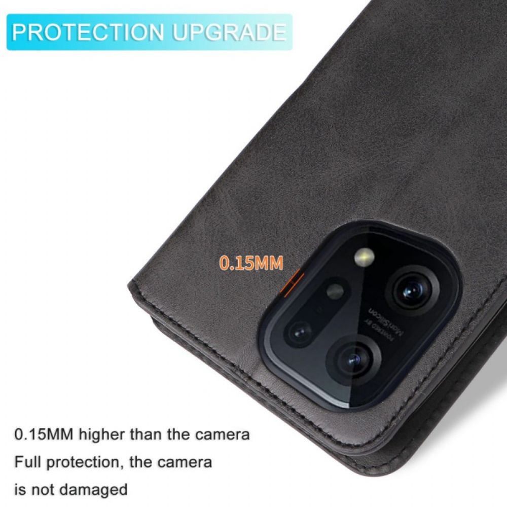 Flip Case voor Oppo Find X5 Leerstijl