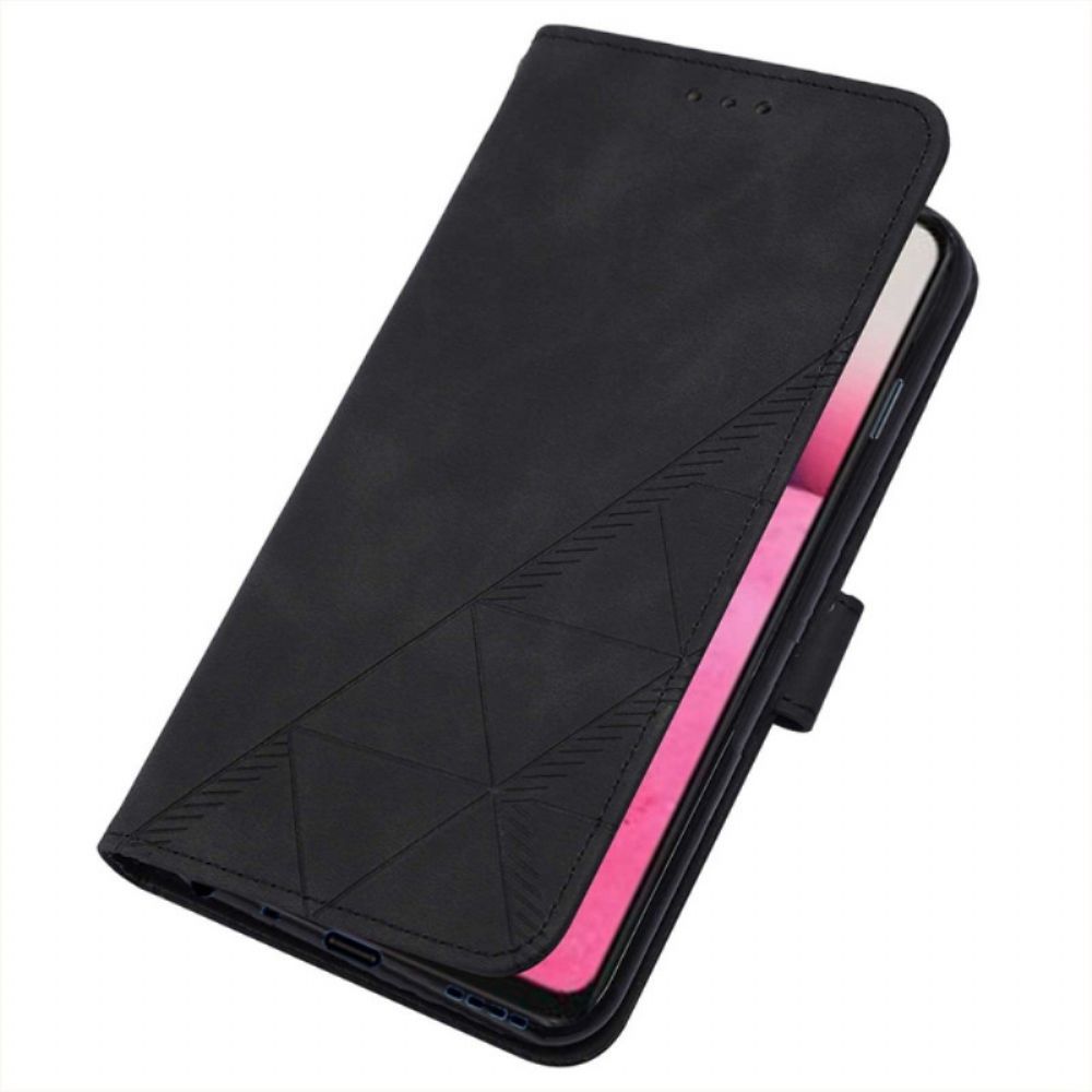 Leren Hoesje voor Oppo Find X5 Driehoekspatroon Met Schouderriem