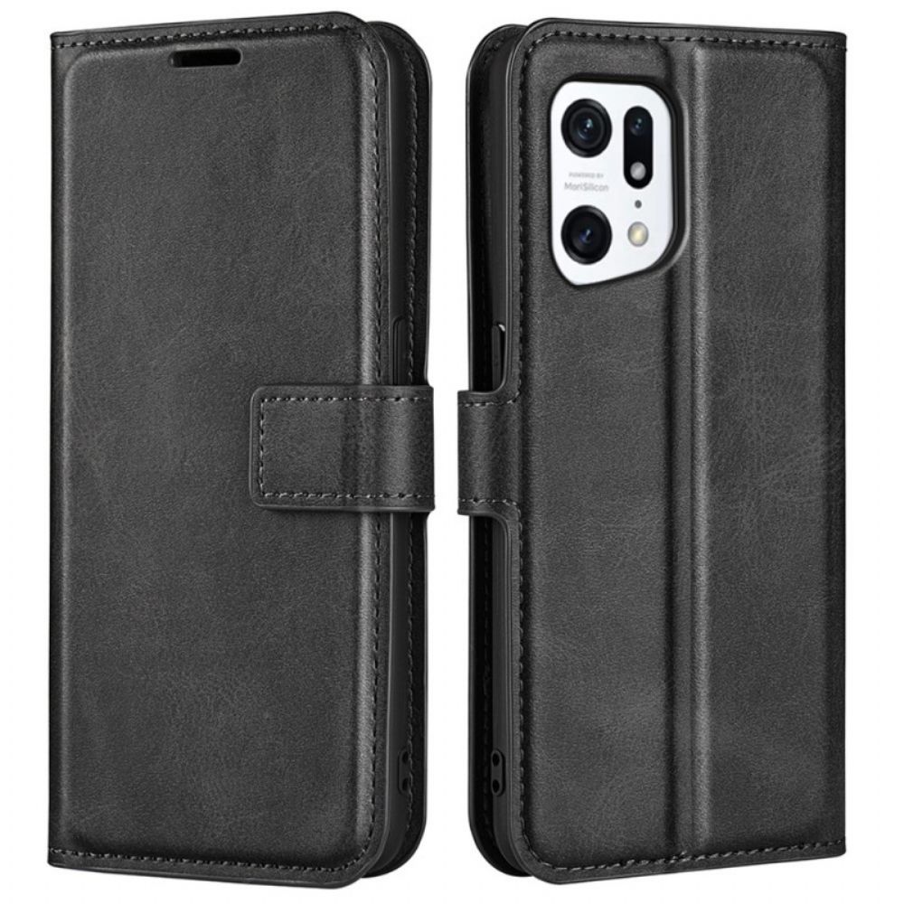 Leren Hoesje voor Oppo Find X5 Extreem Slank Leereffect