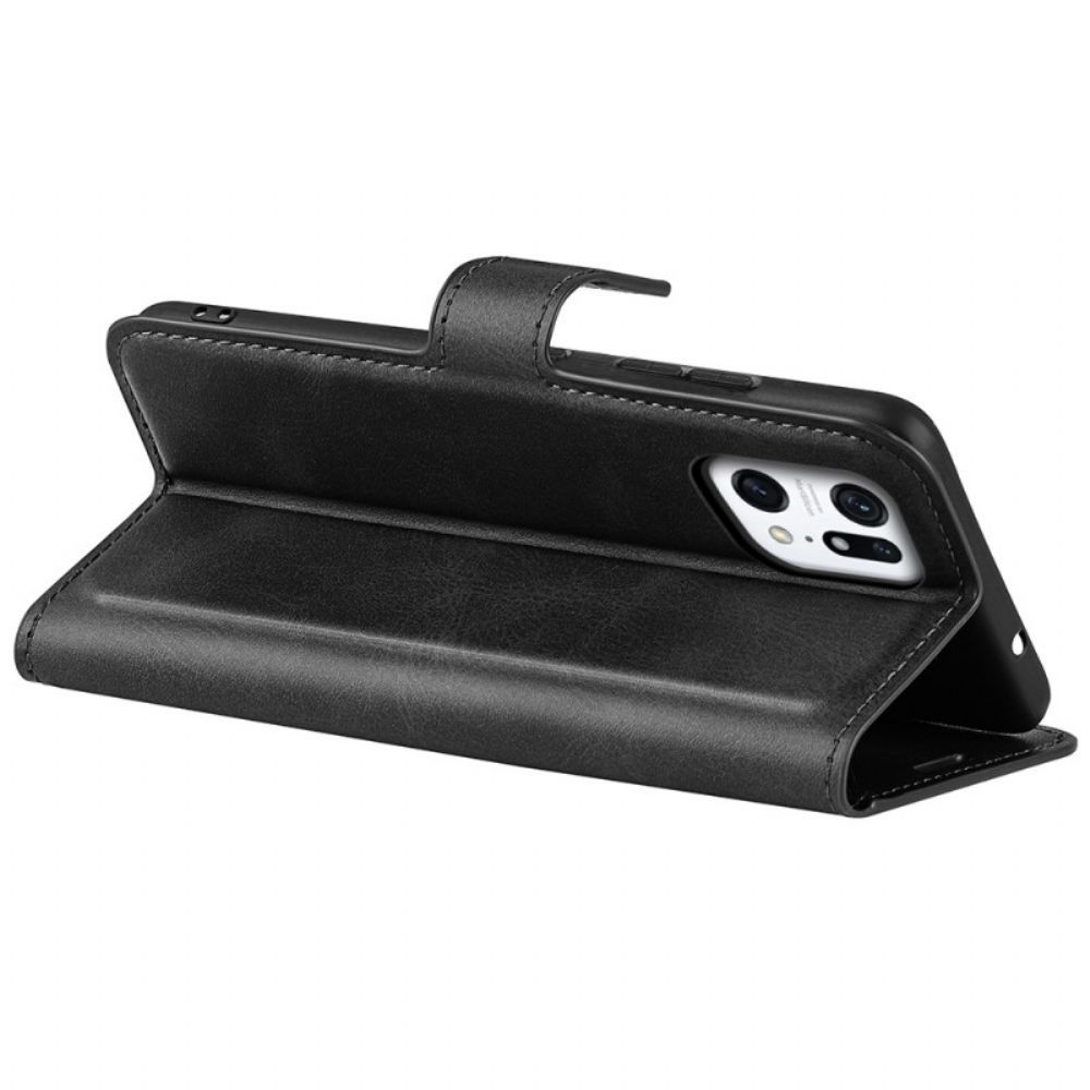 Leren Hoesje voor Oppo Find X5 Extreem Slank Leereffect