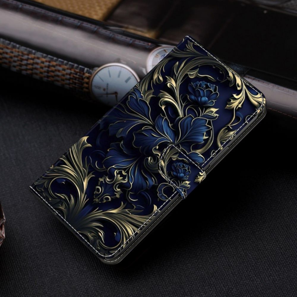 Leren Hoesje Honor X9b / Magic 6 Lite Blauwe Bloemen