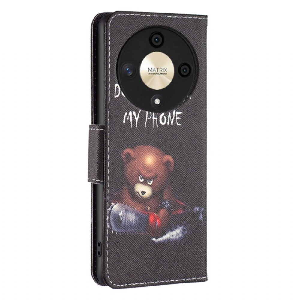 Leren Hoesje Honor X9b / Magic 6 Lite Gevaarlijke Beer Bescherming Hoesje
