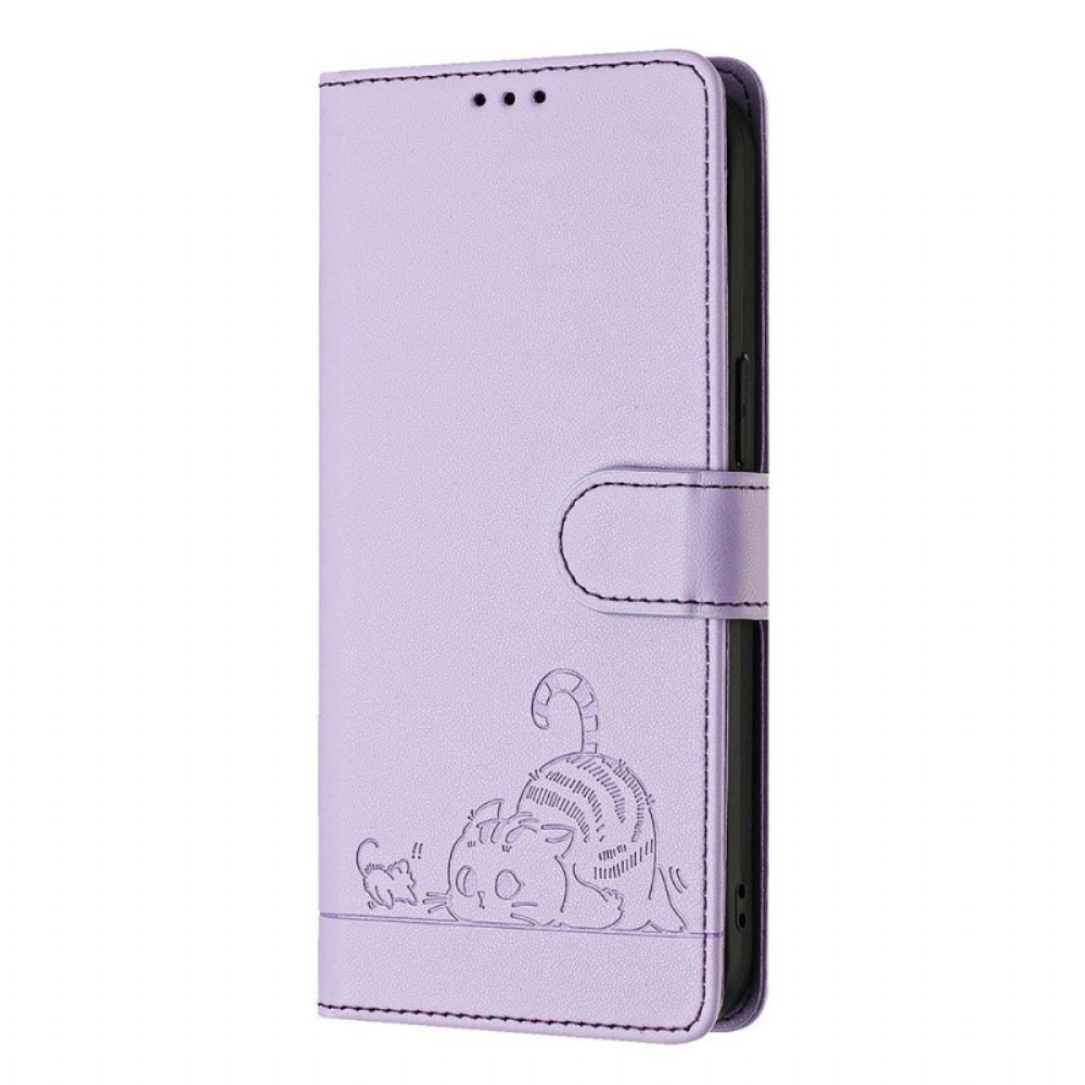 Leren Hoesje Honor X9b / Magic 6 Lite Kat En Muis Bescherming Hoesje