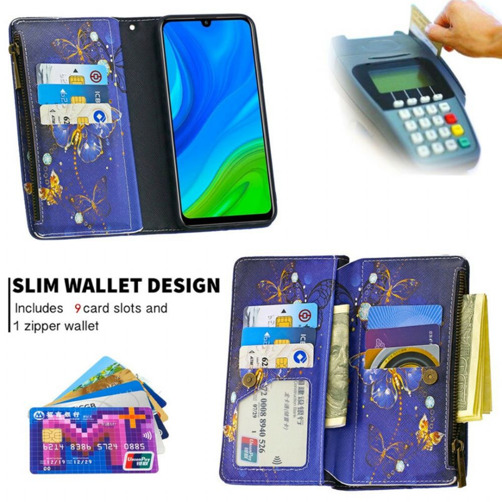 Folio-hoesje voor Huawei P Smart 2020 Vlinderszak Met Rits