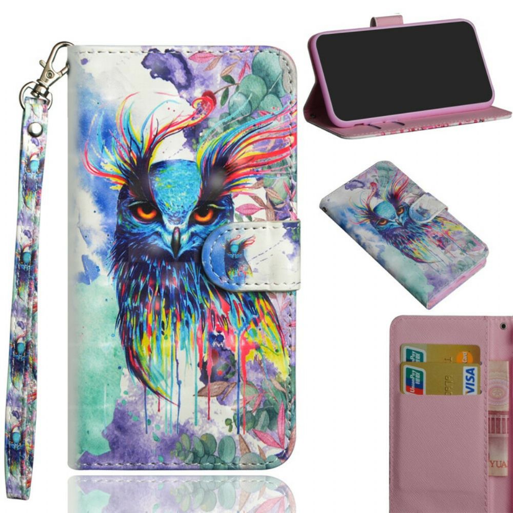 Leren Hoesje voor Huawei P Smart 2020 Aquarel Vogel