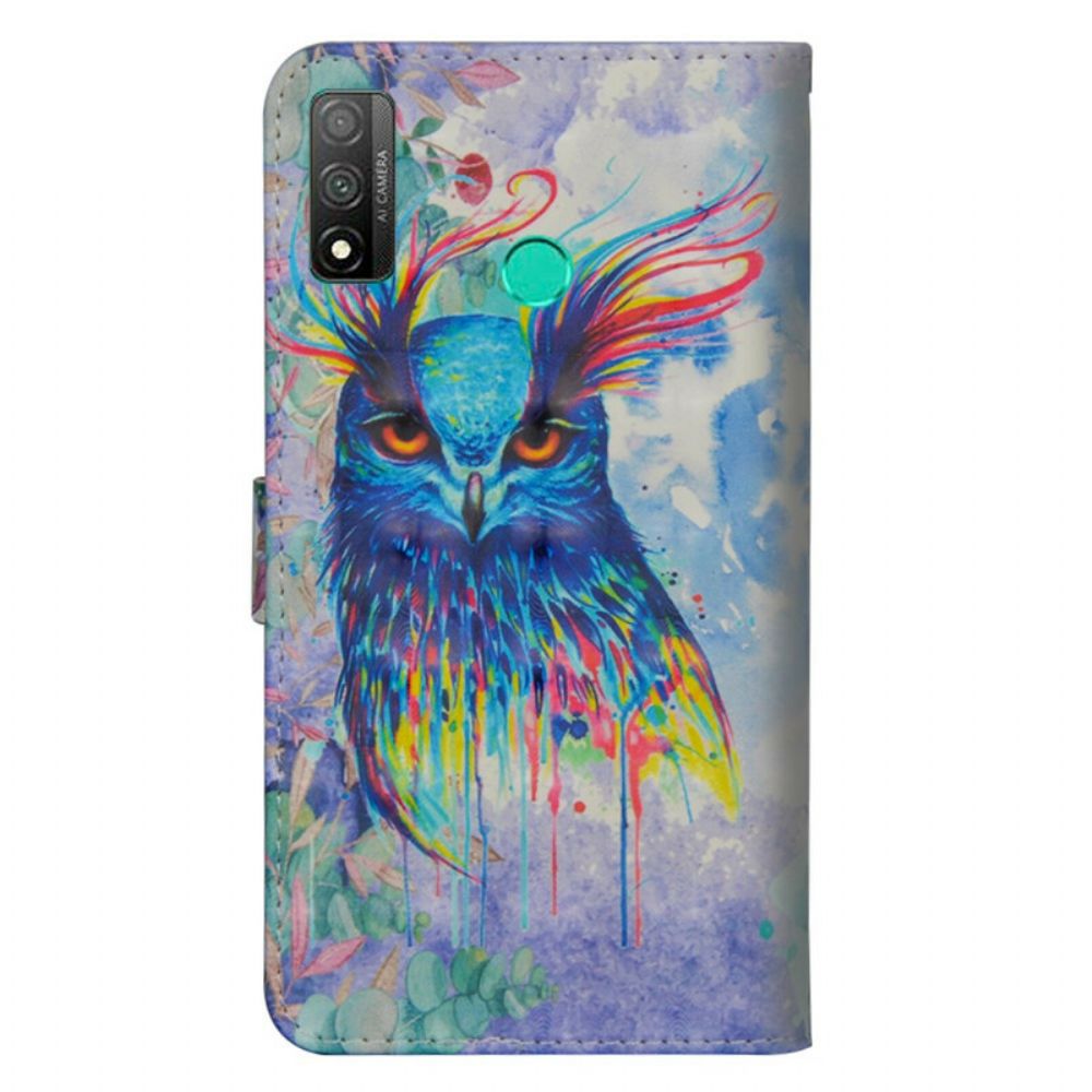 Leren Hoesje voor Huawei P Smart 2020 Aquarel Vogel