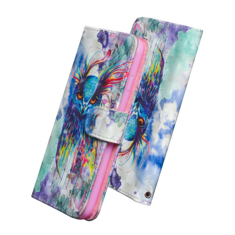 Leren Hoesje voor Huawei P Smart 2020 Aquarel Vogel