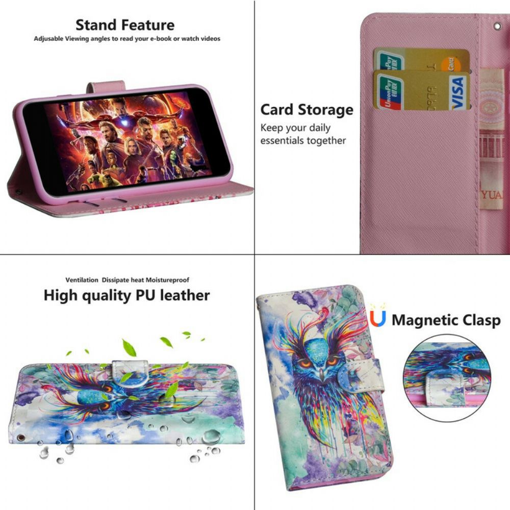 Leren Hoesje voor Huawei P Smart 2020 Aquarel Vogel