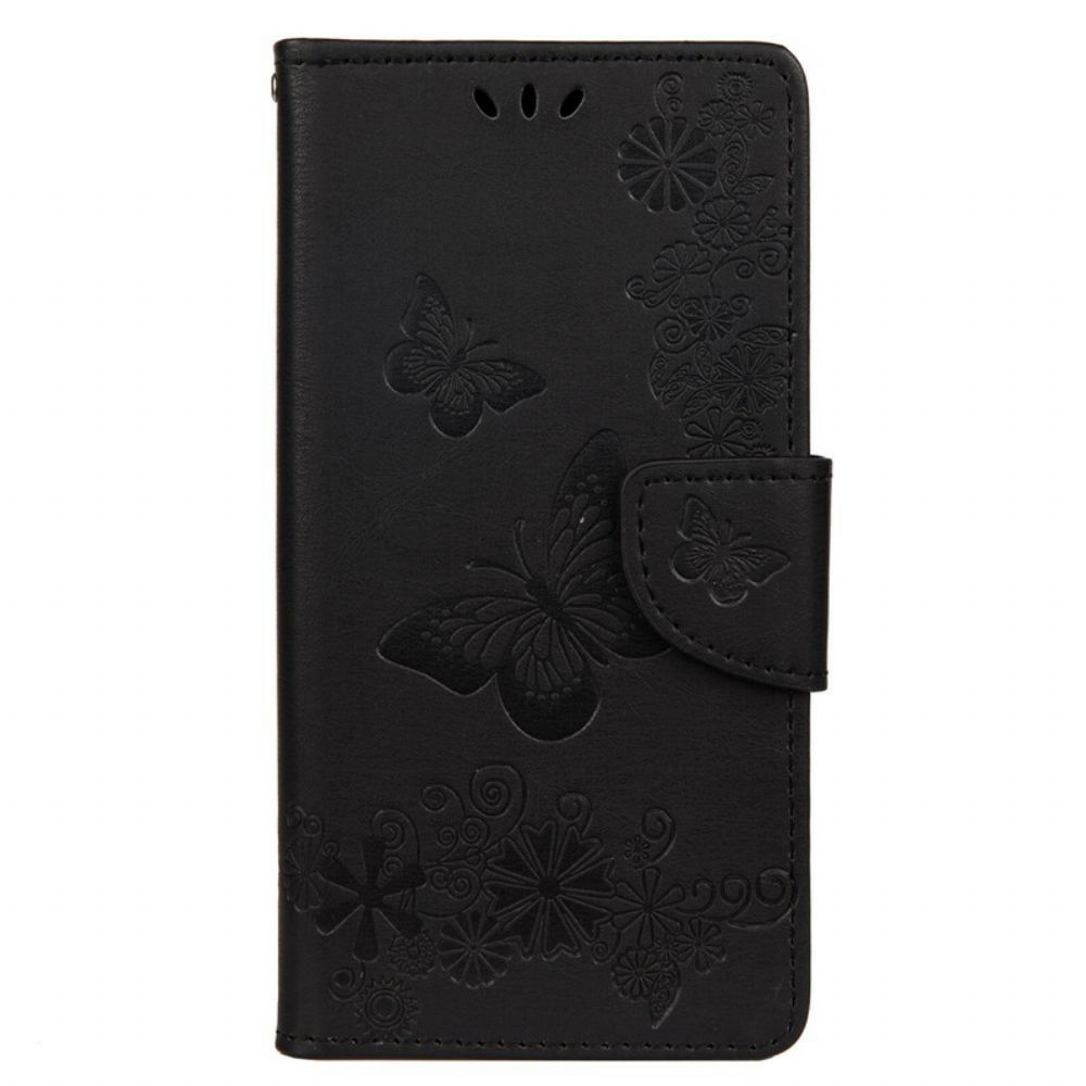 Leren Hoesje voor Huawei P Smart 2020 Met Ketting Prachtige Vlinders Met Riem