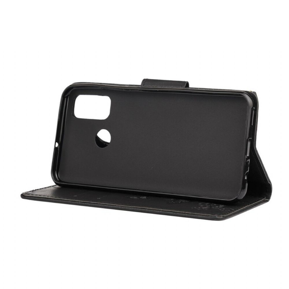 Leren Hoesje voor Huawei P Smart 2020 Met Ketting Prachtige Vlinders Met Riem