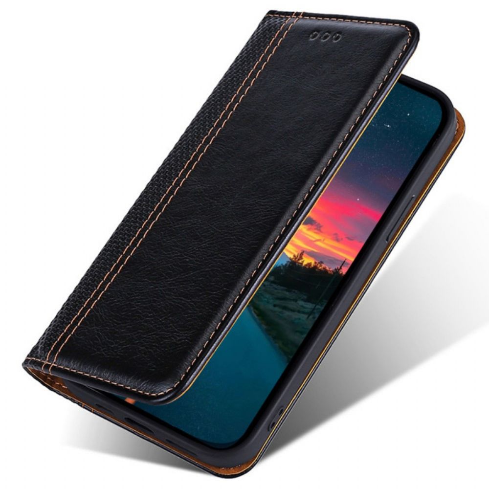 Bescherming Hoesje voor Moto E40 / E30 / E20 Folio-hoesje Litchi Lederen Stiksels Splitsen