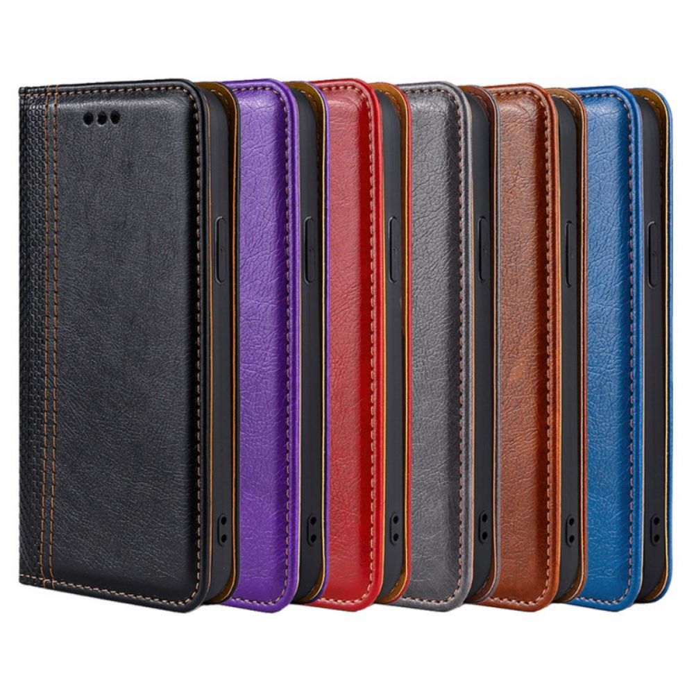 Bescherming Hoesje voor Moto E40 / E30 / E20 Folio-hoesje Litchi Lederen Stiksels Splitsen