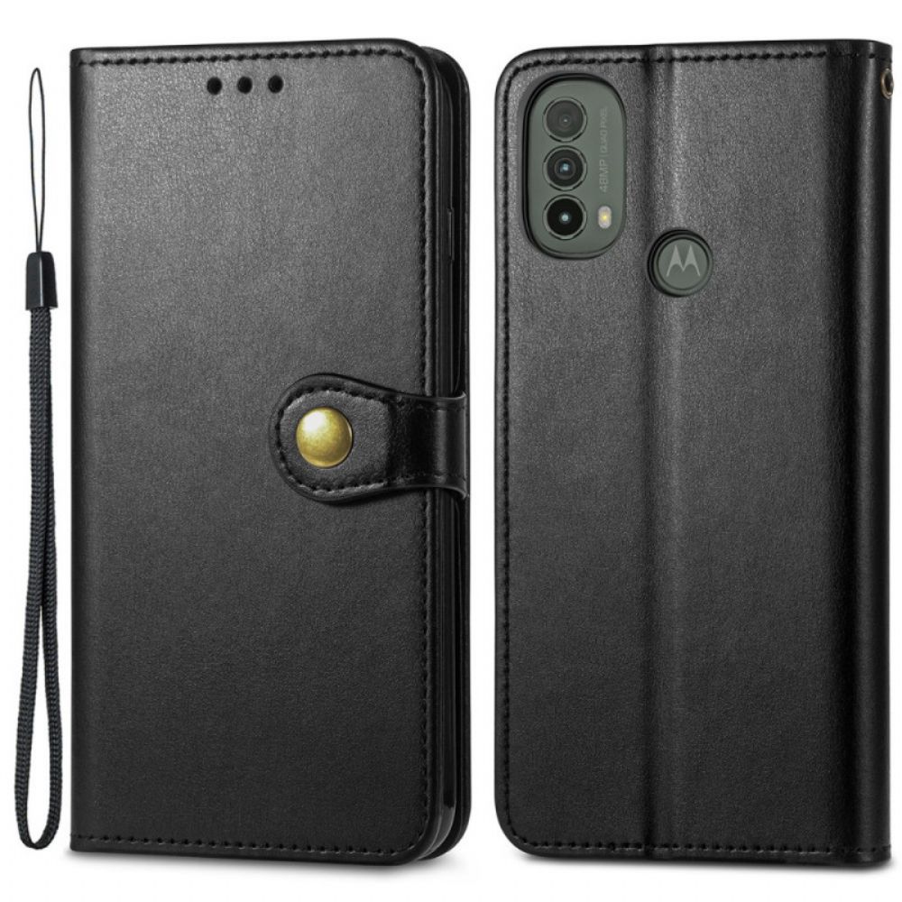Flip Case voor Moto E40 / E30 / E20 Faux Leder En Vintage Sluiting