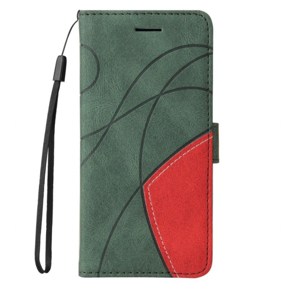 Leren Hoesje voor Moto E40 / E30 / E20 Signature Tweekleurig Kunstleer