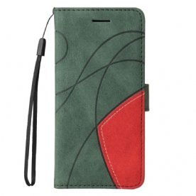Leren Hoesje voor Moto E40 / E30 / E20 Signature Tweekleurig Kunstleer