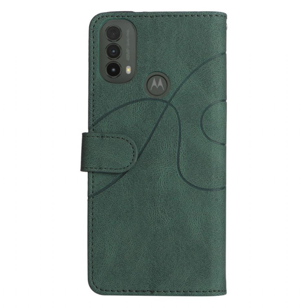 Leren Hoesje voor Moto E40 / E30 / E20 Signature Tweekleurig Kunstleer