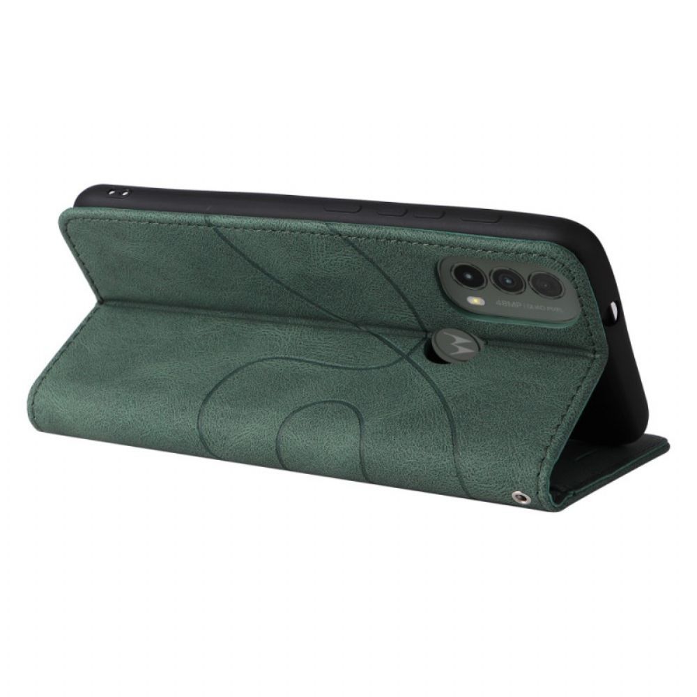 Leren Hoesje voor Moto E40 / E30 / E20 Signature Tweekleurig Kunstleer