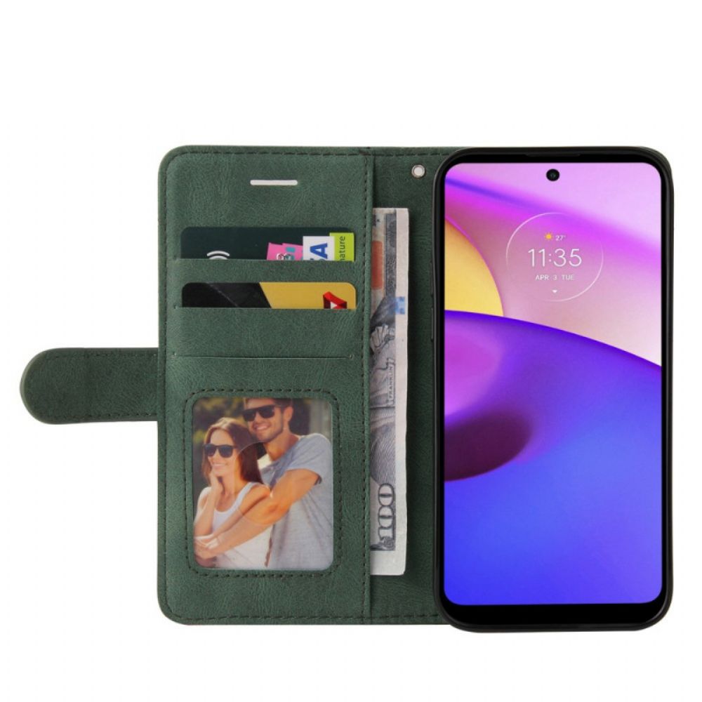 Leren Hoesje voor Moto E40 / E30 / E20 Signature Tweekleurig Kunstleer