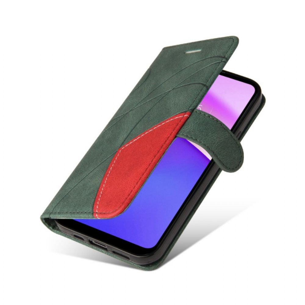Leren Hoesje voor Moto E40 / E30 / E20 Signature Tweekleurig Kunstleer