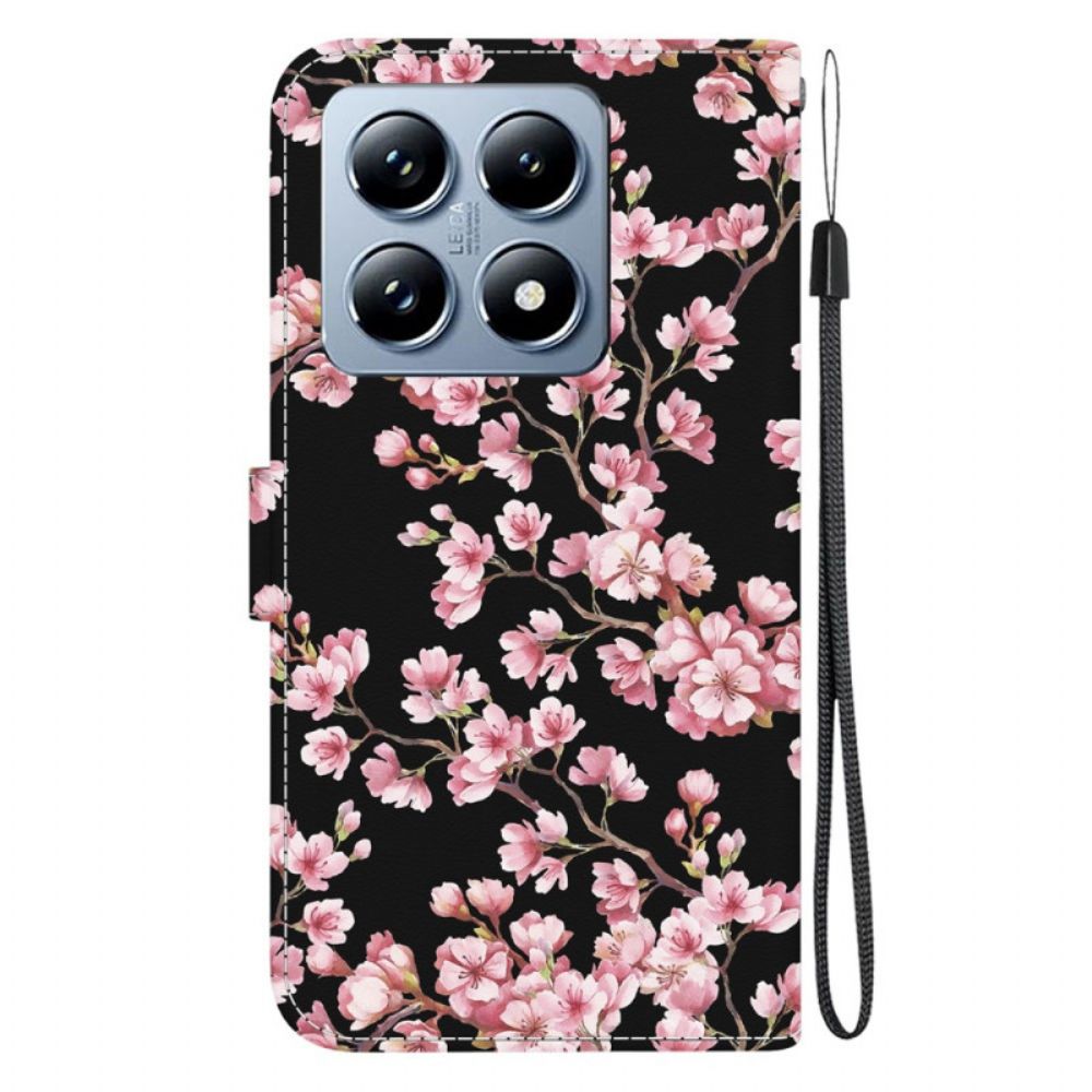Flip Case Leren Xiaomi 14t Pruimenbloesems