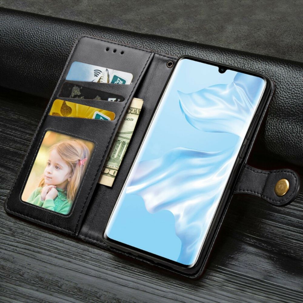 Leren Hoesje voor Huawei P30 Pro Faux Leder En Vintage Sluiting