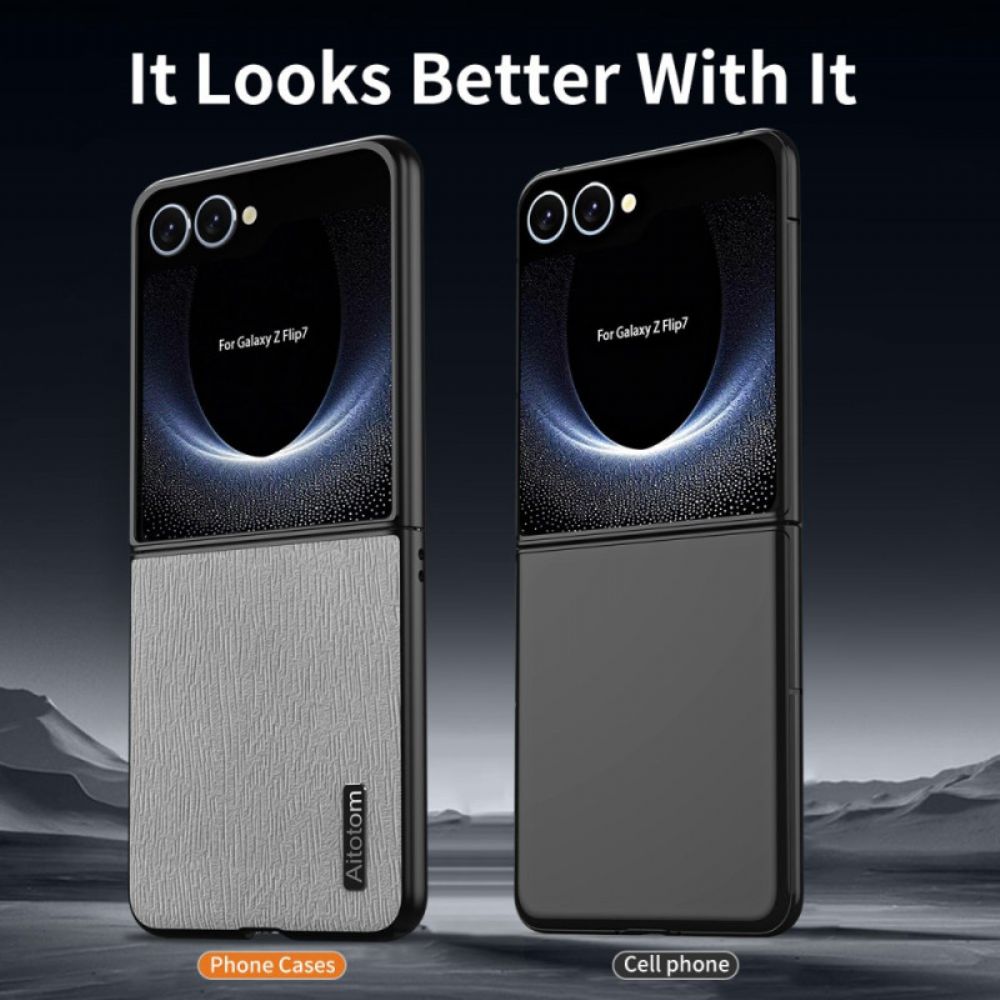 Case Hoesje Samsung Galaxy Z Flip 7 Telefoonhoesje Houtnerfstructuur