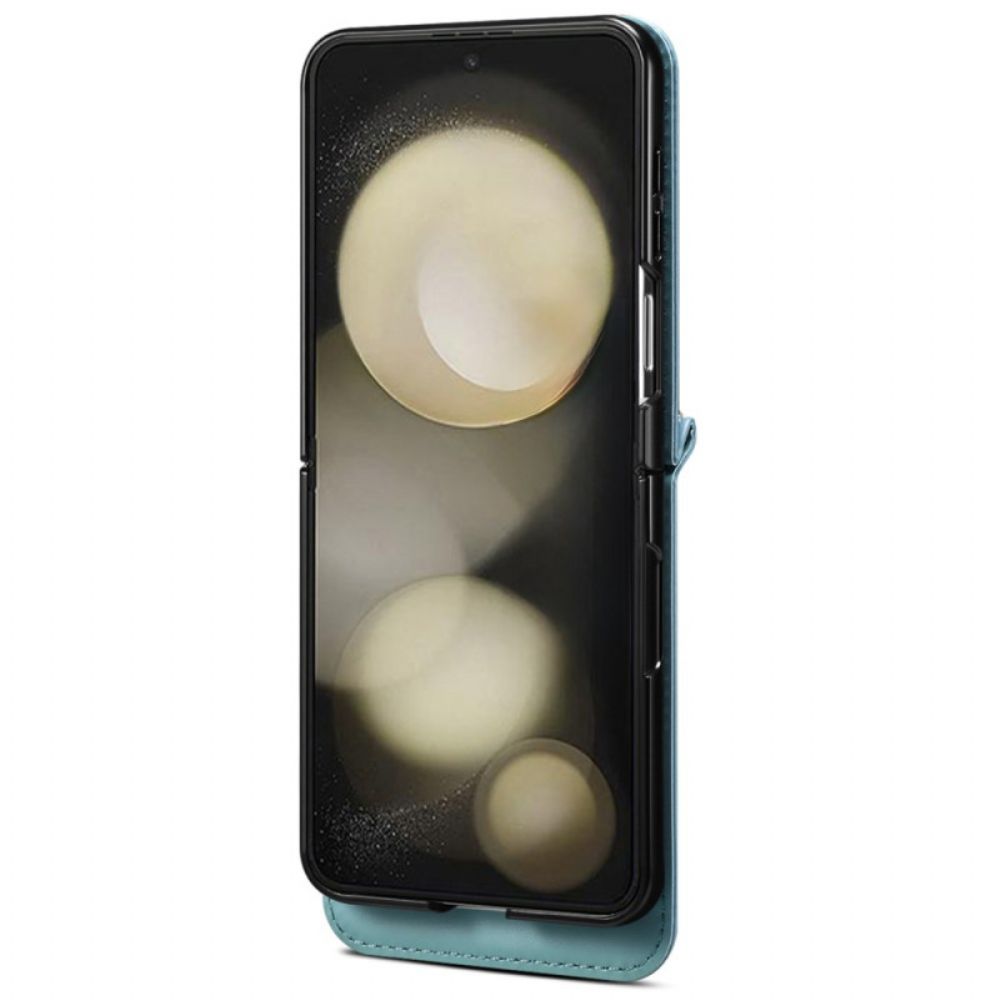 Case Hoesje Samsung Galaxy Z Flip 7 Telefoonhoesje Marmeren Kaarthouder En Schouderband