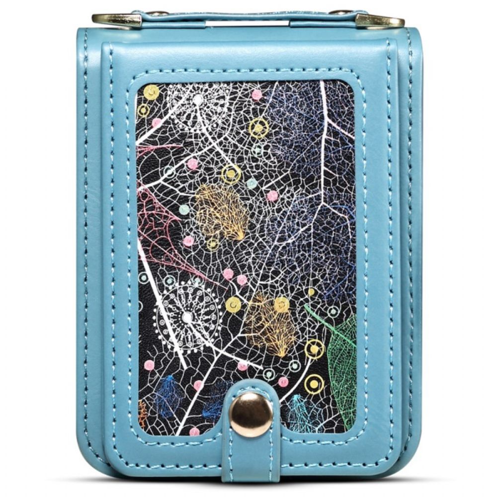 Case Hoesje Samsung Galaxy Z Flip 7 Telefoonhoesje Marmeren Kaarthouder En Schouderband