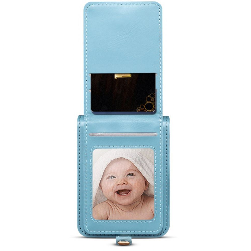 Case Hoesje Samsung Galaxy Z Flip 7 Telefoonhoesje Marmeren Kaarthouder En Schouderband