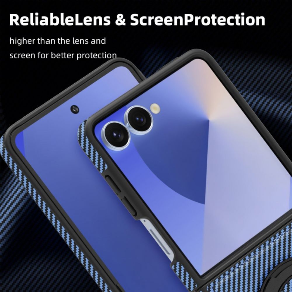 Cover Hoesje Samsung Galaxy Z Flip 7 Telefoonhoesje Magnetische Koolstofvezel