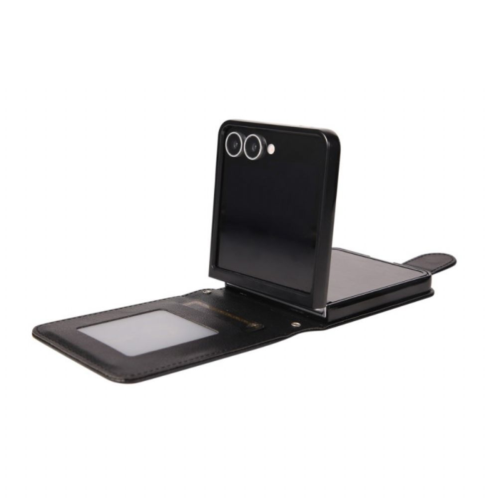 Cover Samsung Galaxy Z Flip 7 Kaarthouder Van Imitatieleer