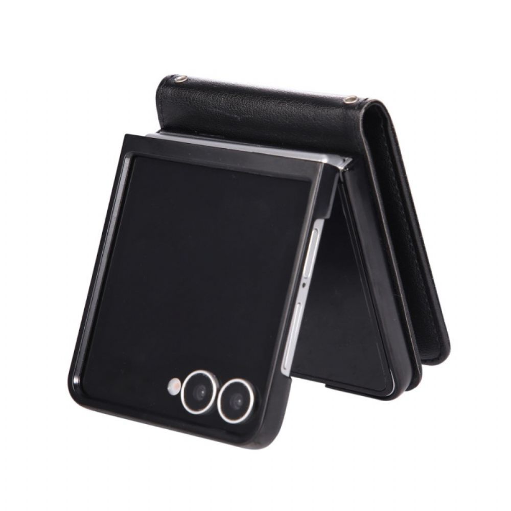 Cover Samsung Galaxy Z Flip 7 Kaarthouder Van Imitatieleer