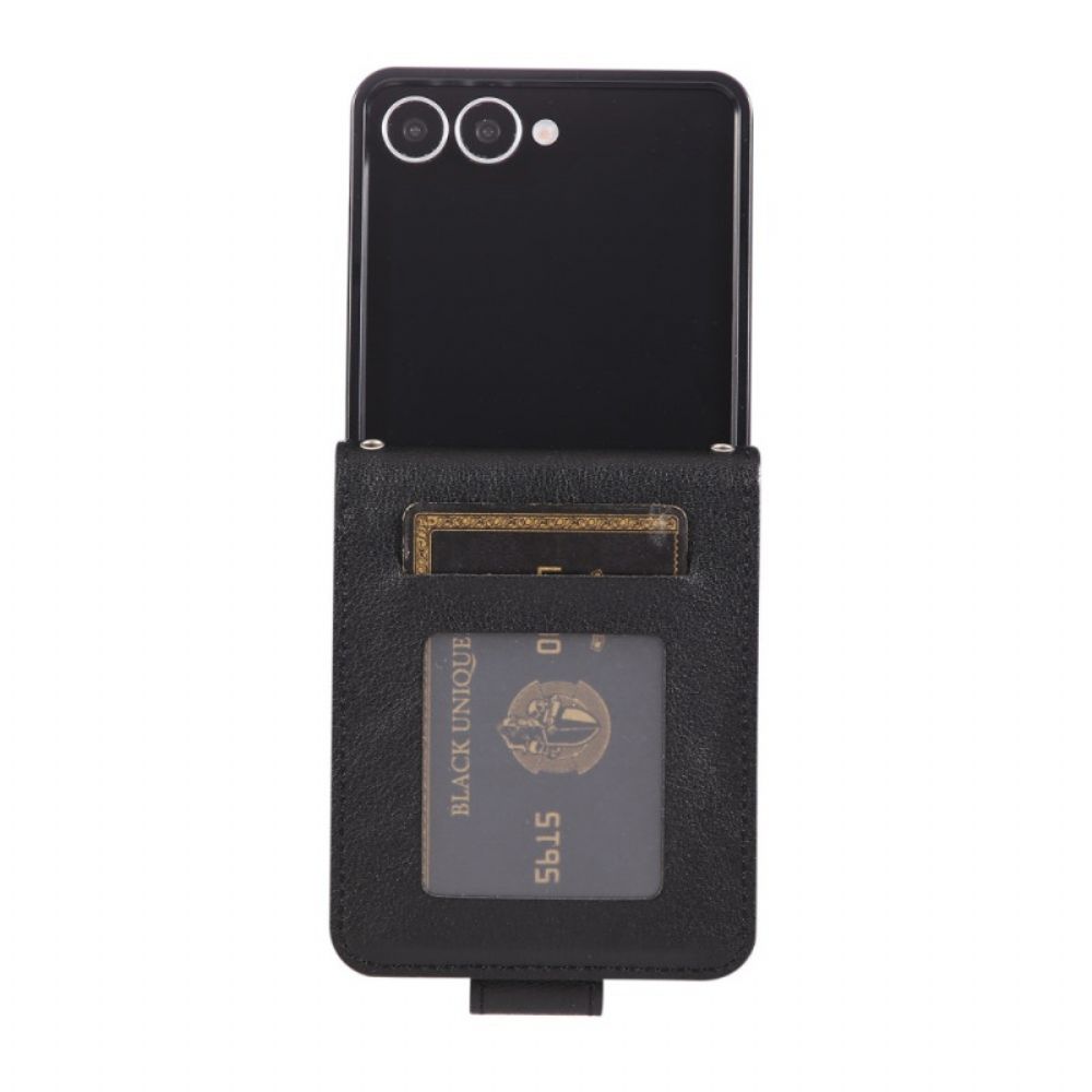Cover Samsung Galaxy Z Flip 7 Kaarthouder Van Imitatieleer