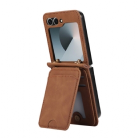 Hoesje Case Samsung Galaxy Z Flip 7 Kaarthouder En Schouderband Met Lederlook