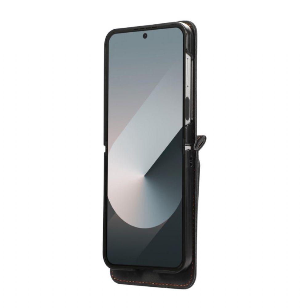 Hoesje Case Samsung Galaxy Z Flip 7 Kaarthouder En Schouderband Met Lederlook